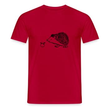 Igel mit Apfel - Männer T-Shirt - Rot - Vorne - AI Model Male 178 dark (178cm)