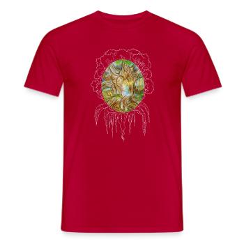 Mädchen im Baum der Weisheit, Eiche, Wald, Spiegel - Männer T-Shirt - Rot - Vorne - AI Model Male 178 dark (178cm)