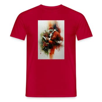 Père Noël aquarelle lisant lettre - T-shirt homme - rouge - Devant - AI Model Male 178 dark (178cm)