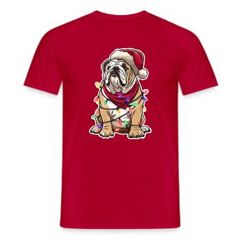 Design de Noël des bouledogues britanniques - T-shirt homme - rouge - Devant - AI Model Male 178 dark (178cm)