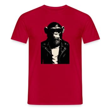 Monkey Rebel Leather Jacket - Men's T-Shirt - red - Front - AI Model Male 178 dark (178cm)