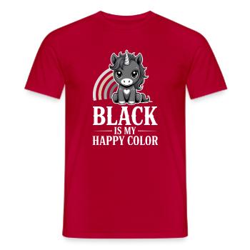 Schwarz ist mein fröhliches Farbeinhorn - Männer T-Shirt - Rot - Vorne - AI Model Male 178 dark (178cm)