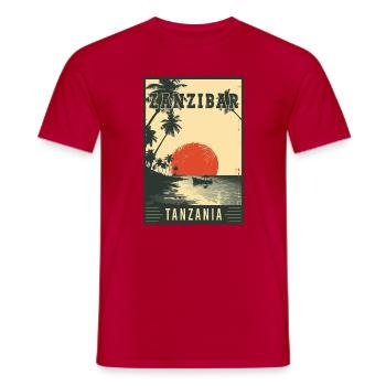 Discover Tropical Zanzibar in Tanzania - Men's T-Shirt - red - Front - AI Model Male 178 dark (178cm)