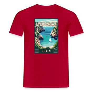 Discover Serenity in Menorca - Spain - Men's T-Shirt - red - Front - AI Model Male 178 dark (178cm)