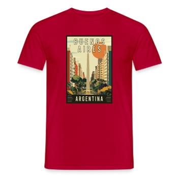 Découvrez la ville colorée de Buenos Aires en Argentine - T-shirt homme - rouge - Devant - AI Model Male 178 dark (178cm)