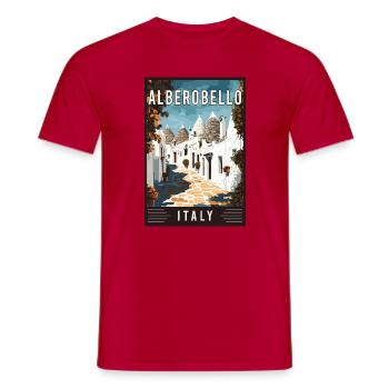 Erleben Sie den mediterranen Alberobello in Italien - Männer T-Shirt - Rot - Vorne - AI Model Male 178 dark (178cm)