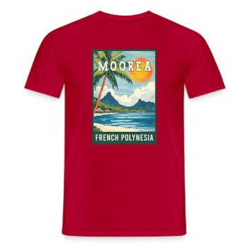 Explore Tropical Moorea in French Polynesia - Men's T-Shirt - red - Front - AI Model Male 178 dark (178cm)