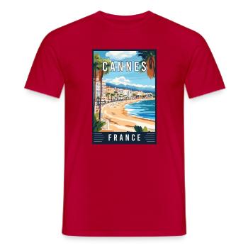 Découvrez la Côte d’Azur et Cannes en France - T-shirt homme - rouge - Devant - AI Model Male 178 dark (178cm)
