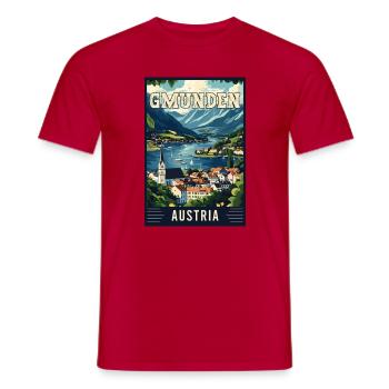 Discover Lakeside Beauty of Gmunden in Austria - Men's T-Shirt - red - Front - AI Model Male 178 dark (178cm)