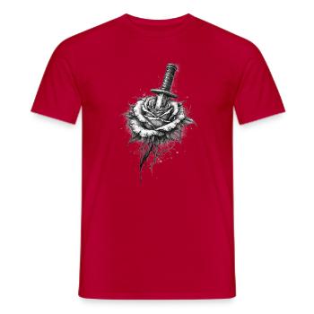 Rose mit Dolch Gotische Grafik - Männer T-Shirt - Rot - Vorne - AI Model Male 178 dark (178cm)