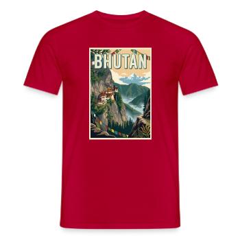 Erleben Sie die Berglandschaften Bhutans - Männer T-Shirt - Rot - Vorne - AI Model Male 178 dark (178cm)