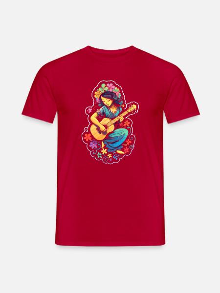 Ukulelespielerin Grafik - Männer T-Shirt - Rot