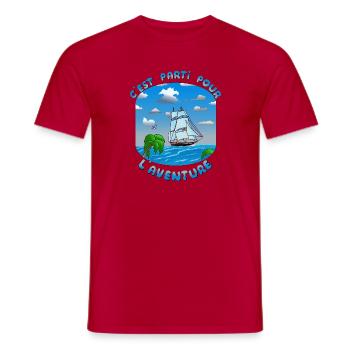C'est parti pour l aventure - voilier - T-shirt homme - rouge - Devant - AI Model Male 178 dark (178cm)