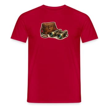 Sacoche à jumelles d’expédition vintage - T-shirt homme - rouge - Devant - AI Model Male 178 dark (178cm)