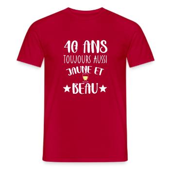 40 ans cadeau anniversaire homme humour beauf - T-shirt homme - rouge - Devant - AI Model Male 178 dark (178cm)