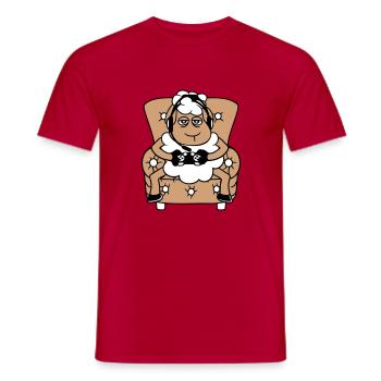Schaf Gamer Sessel Controller Videospiel Nerd Cool - Männer T-Shirt - Rot - Vorne - AI Model Male 178 dark (178cm)