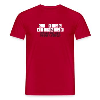 Buy a Vowel - Men's T-Shirt - red - Front - AI Model Male 178 dark (178cm)