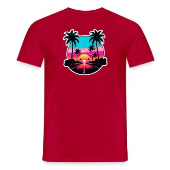 Sunset beach road driving. - Men's T-Shirt - red - Front - AI Model Male 178 dark (178cm)