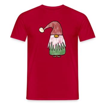 Nain de jardin joyeux avec chapeau de Père Noël - T-shirt homme - rouge - Devant - AI Model Male 178 dark (178cm)