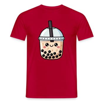 Cute Bubble Tea Kawaii - Men's T-Shirt - red - Front - AI Model Male 178 dark (178cm)