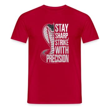 Cobra mit Präzisionszitat - Männer T-Shirt - Rot - Vorne - AI Model Male 178 dark (178cm)