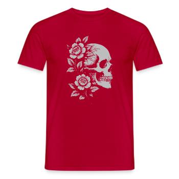 Blumen Schädel Porträt - Männer T-Shirt - Rot - Vorne - AI Model Male 178 dark (178cm)