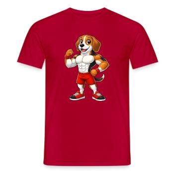 Strong Beagle Dog Bodybuilder Fitness Muscles - Men's T-Shirt - red - Front - AI Model Male 178 dark (178cm)
