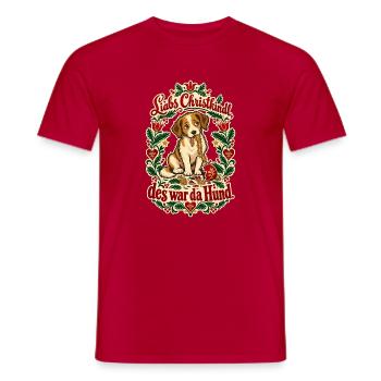 Christkindl des war da Hund - Männer T-Shirt - Rot - Vorne - AI Model Male 178 dark (178cm)