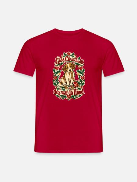 Christkindl des war da Hund - Männer T-Shirt - Rot