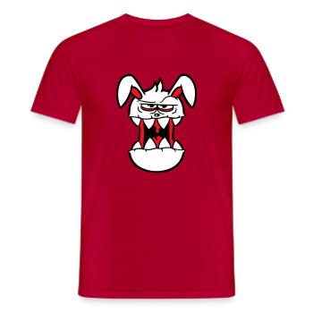 Bunny Monster Evil Cool Halloween Horror - Men's T-Shirt - red - Front - AI Model Male 178 dark (178cm)