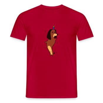 Dackel Tanzen Einhorn Hunde Geschenk witzig Gay - Männer T-Shirt - Rot - Vorne - AI Model Male 178 dark (178cm)