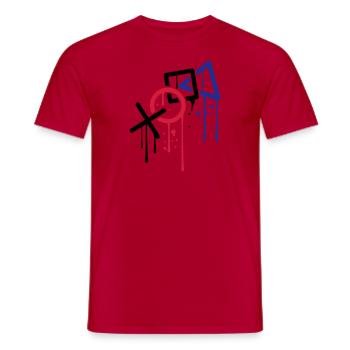 tropfen graffiti controller kontur cool X viereck - Männer T-Shirt - Rot - Vorne - AI Model Male 178 dark (178cm)