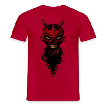 head of devil hipster lucifer skull crane ba - Men's T-Shirt - red - Front - AI Model Male 178 dark (178cm)