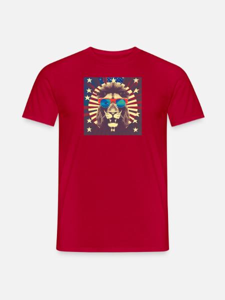 Stars and Stripes Lion - Männer T-Shirt - Rot