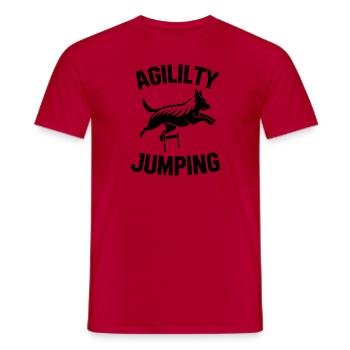 Agility Jumping Hund - Männer T-Shirt - Rot - Vorne - AI Model Male 178 dark (178cm)