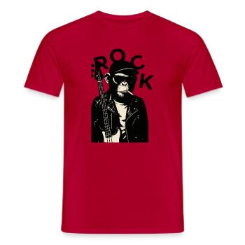 Monkey Biker Rock Guitarist - Men's T-Shirt - red - Front - AI Model Male 178 dark (178cm)