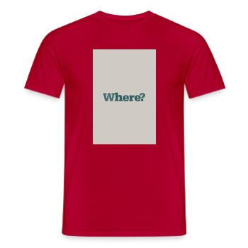Où ? – Art mural typographique en style minimaliste - T-shirt homme - rouge - Devant - AI Model Male 178 dark (178cm)