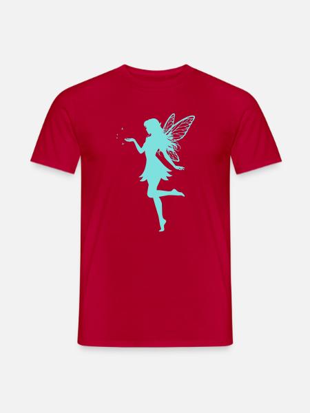 Feen-Silhouette mit Sternen - Männer T-Shirt - Rot