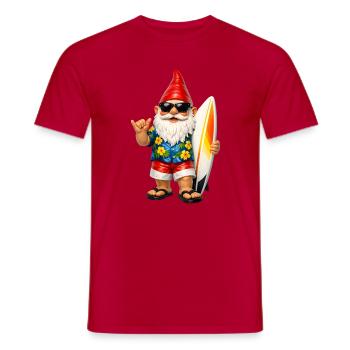 Nain de jardin cool avec planche de surf - T-shirt homme - rouge - Devant - AI Model Male 178 dark (178cm)