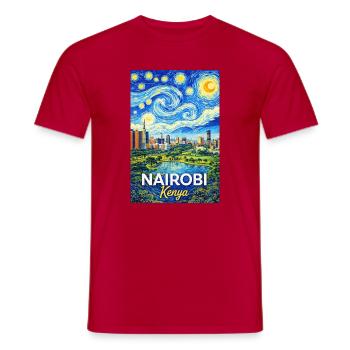 Nairobi Kenya Starry Night - Männer T-Shirt - Rot - Vorne - AI Model Male 178 dark (178cm)