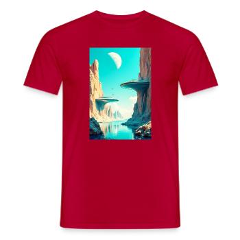 Humanity Finally Finds Its New Home in Space - Men's T-Shirt - red - Front - AI Model Male 178 dark (178cm)