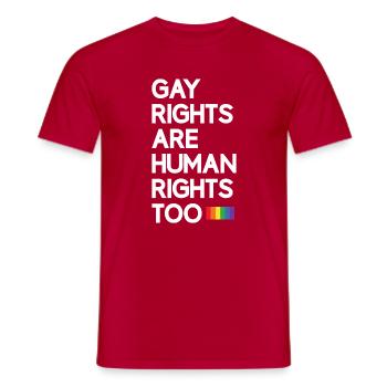 LGBT Pride Month - Gay Rights Are Human Rights Too - Men's T-Shirt - red - Front - AI Model Male 178 dark (178cm)