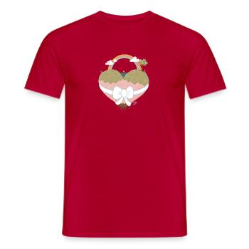 Paysage du cœur avec arc-en-ciel - T-shirt homme - rouge - Devant - AI Model Male 178 dark (178cm)