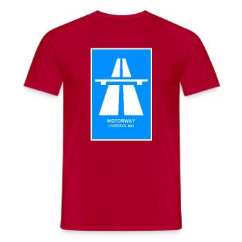 Motorway Liverpool M62 Vintage Poster - Men's T-Shirt - red - Front - AI Model Male 178 dark (178cm)