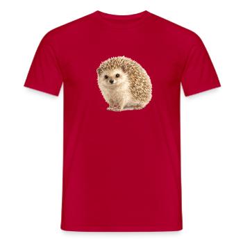 Water-coloured hedgehog cuddle motif - Men's T-Shirt - red - Front - AI Model Male 178 dark (178cm)