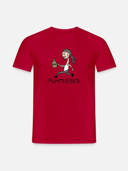 Pirat mit Rum - Männer T-Shirt - Rot
