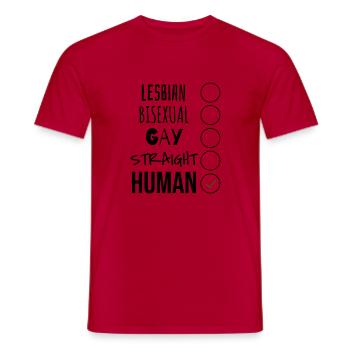 WE ARE ALL HUMANS - Men's T-Shirt - red - Front - AI Model Male 178 dark (178cm)