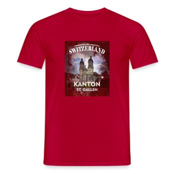 Kantons T-Shirt St. Gallen selber gestalten - Männer T-Shirt - Rot - Vorne - AI Model Male 178 dark (178cm)