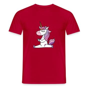 Einhorn Yoga Lustig Yogalehrerin Geschenkidee - Männer T-Shirt - Rot - Vorne - AI Model Male 178 dark (178cm)