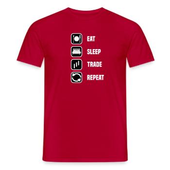 Eat Sleep Trade Repeat Börse - Männer T-Shirt - Rot - Vorne - AI Model Male 178 dark (178cm)